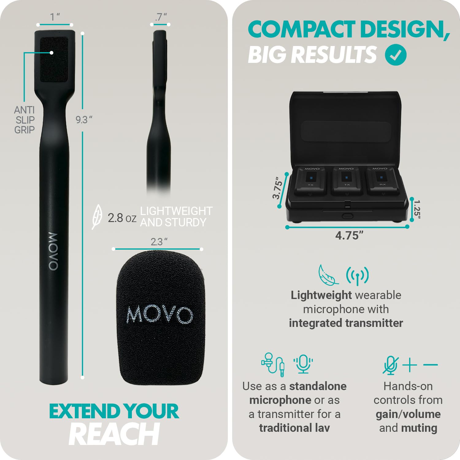 Movo WMX-2-DUO Dual Wireless Mic System w Mounts