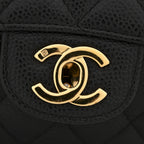 Caviar Quilted Small Double Flap Black