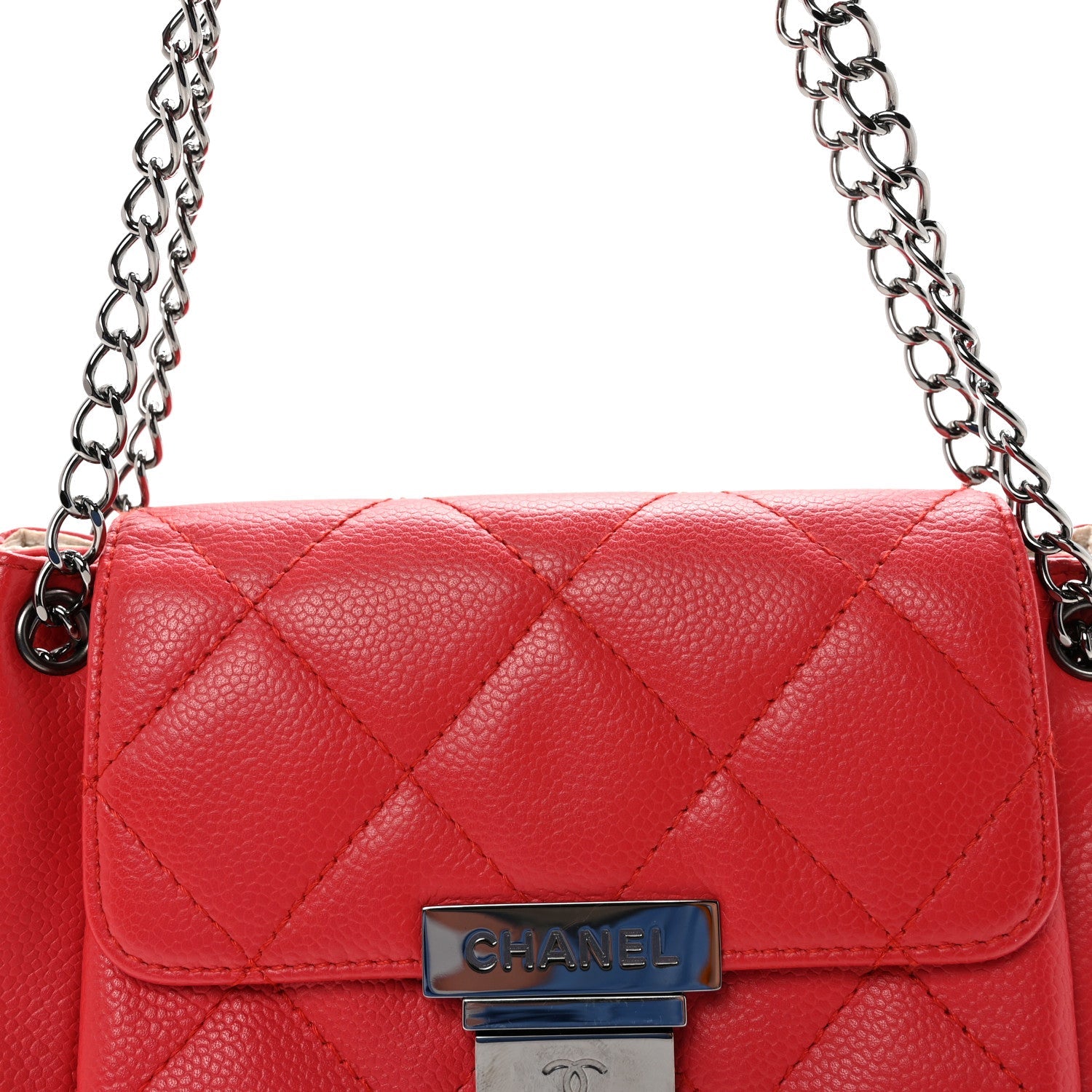 Caviar Small Accordion Flap Red