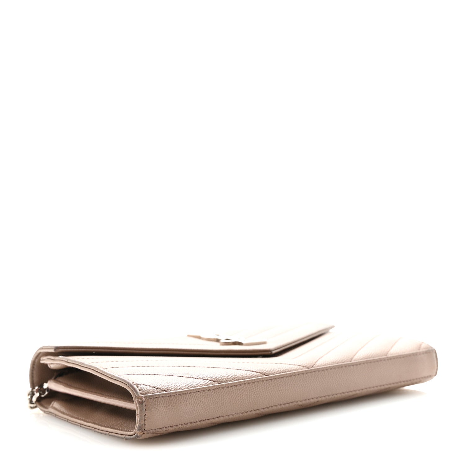 Grain De Poudre Matelasse Chevron Monogram Chain Wallet Taupe