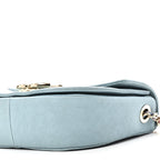 Grained Calfskin Quilted Small Cuba Top Handle Flap Blue