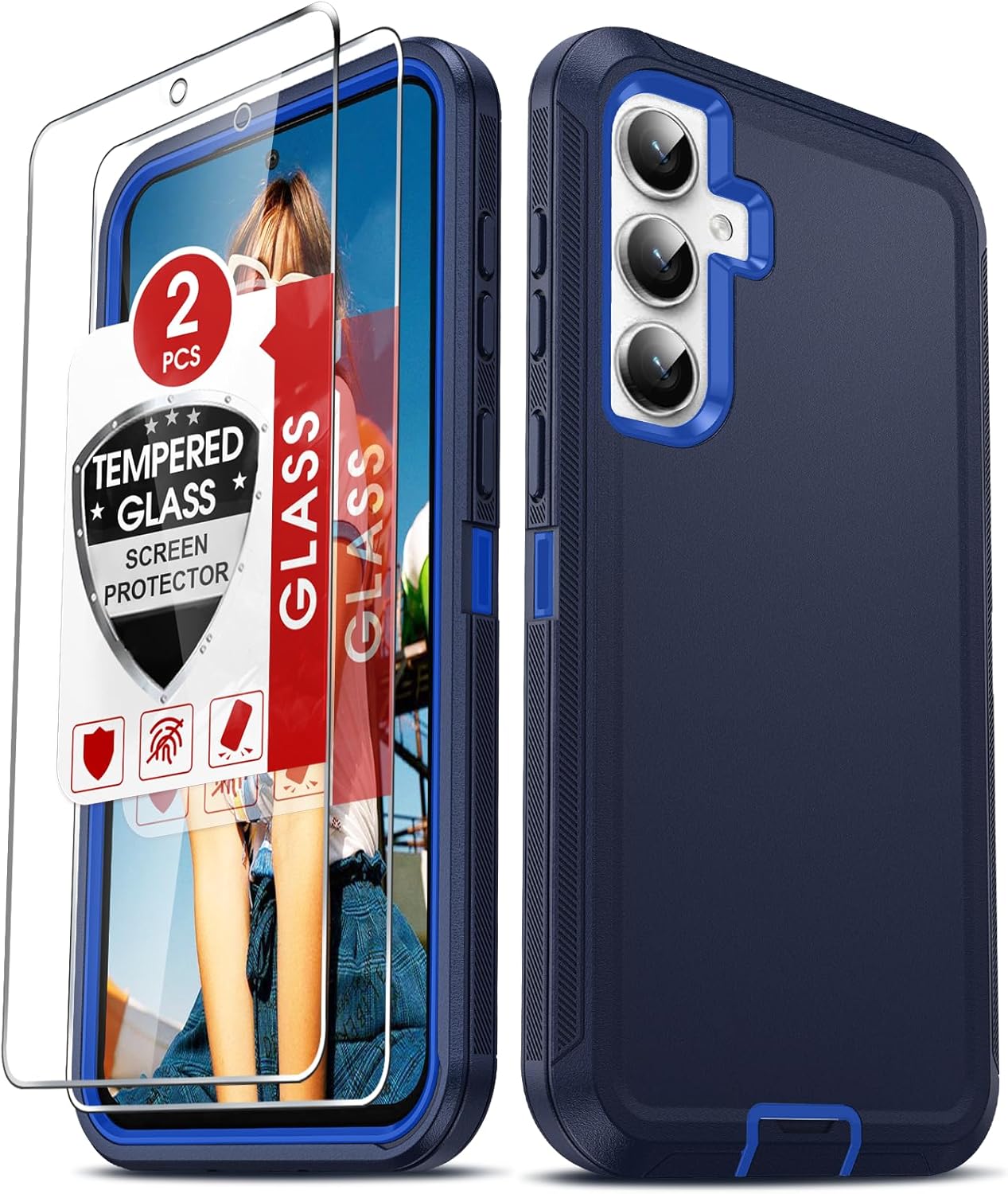 Entronix Bundle Compatible with Galaxy S24 - Heavy Duty Case & 2 Clear Screen Protectors