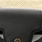 Raffia Calfskin Capucines MM Black Ecru
