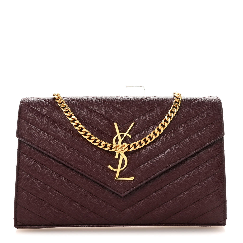 Grain De Poudre Matelasse Chevron Monogram Chain Wallet Rouge Legion
