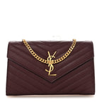 Grain De Poudre Matelasse Chevron Monogram Chain Wallet Rouge Legion