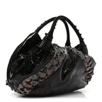 Crinkled Lambskin Embroidered Spy Black Multicolor