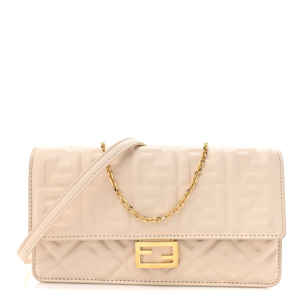 Nappa Matisse FF Embossed Wallet On Chain Baguette Camelia