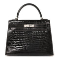 Shiny Porosus Crocodile Kelly Sellier 28 Gris Elephant