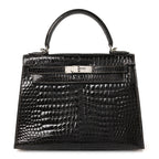 Shiny Porosus Crocodile Kelly Sellier 28 Gris Elephant