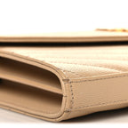 Grain De Poudre Matelasse Chevron Monogram Chain Wallet Nude Powder