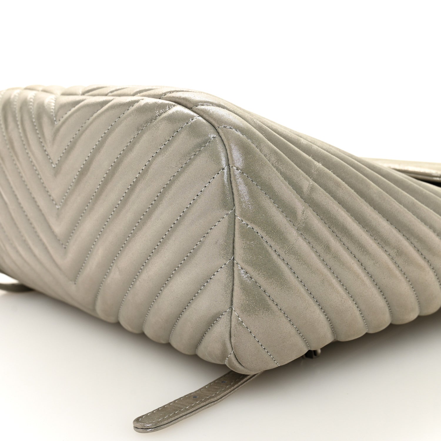 Iridescent Calfskin Chevron Quilted Small Urban Spirit Backpack Silver