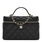 Caviar Quilted Top Handle Slim Vanity With Chain Black