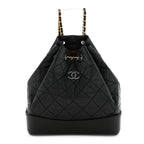 Aged Calfskin Quilted Small Gabrielle Backpack Black