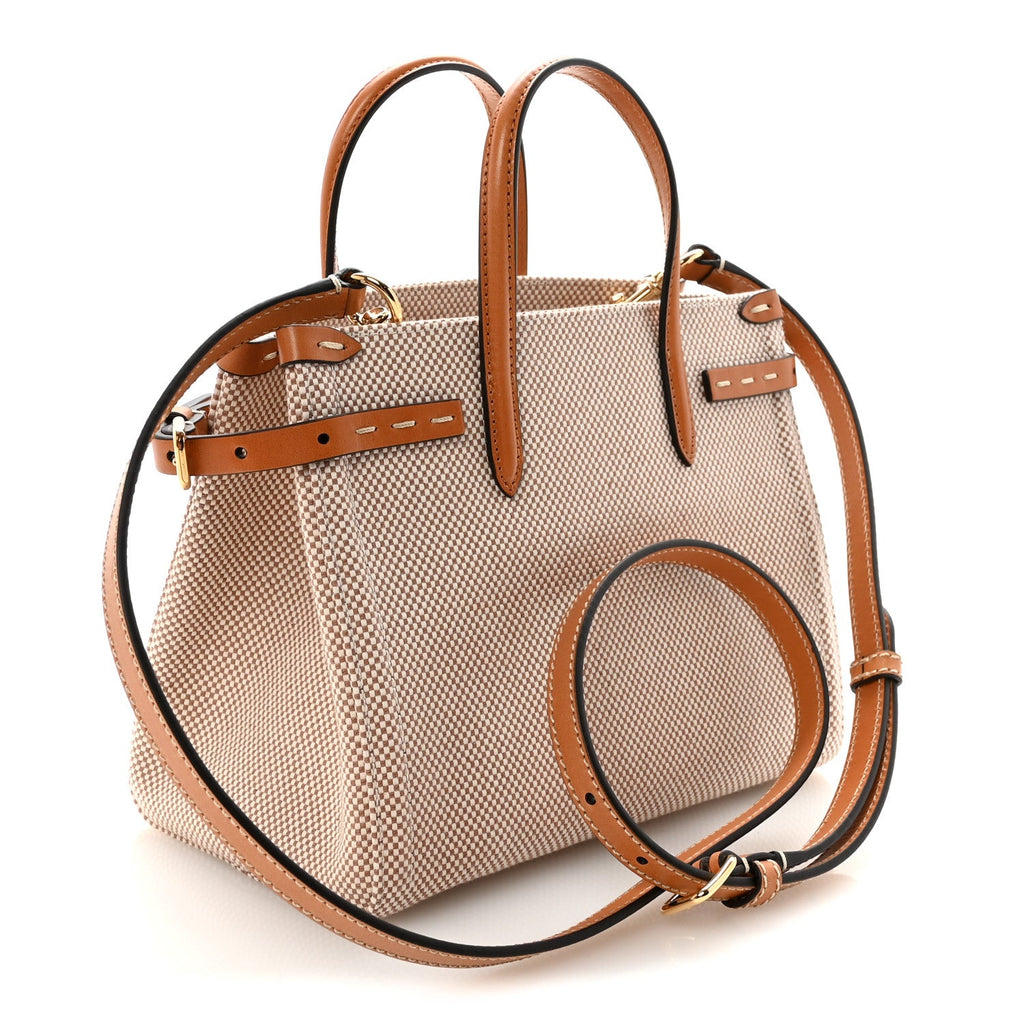 Jacquard Canvas Small Vlogo Antibes Shopping Bag Camel Natural