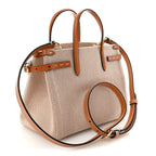 Jacquard Canvas Small Vlogo Antibes Shopping Bag Camel Natural