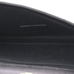 Grain De Poudre Matelasse Chevron Monogram Envelope Clutch Black