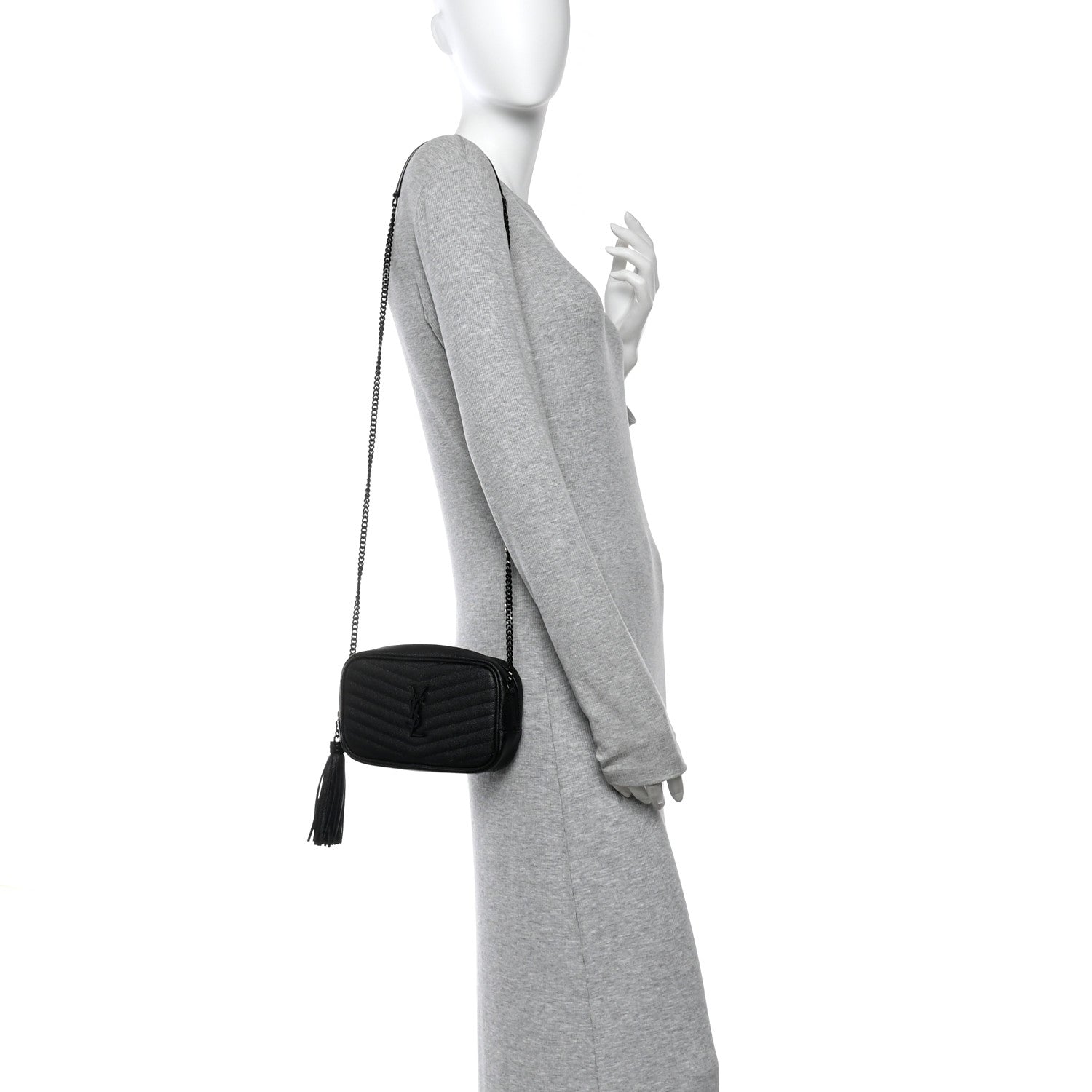 Grain De Poudre Matelasse Monochrome Monogram Mini Lou Camera Bag Black