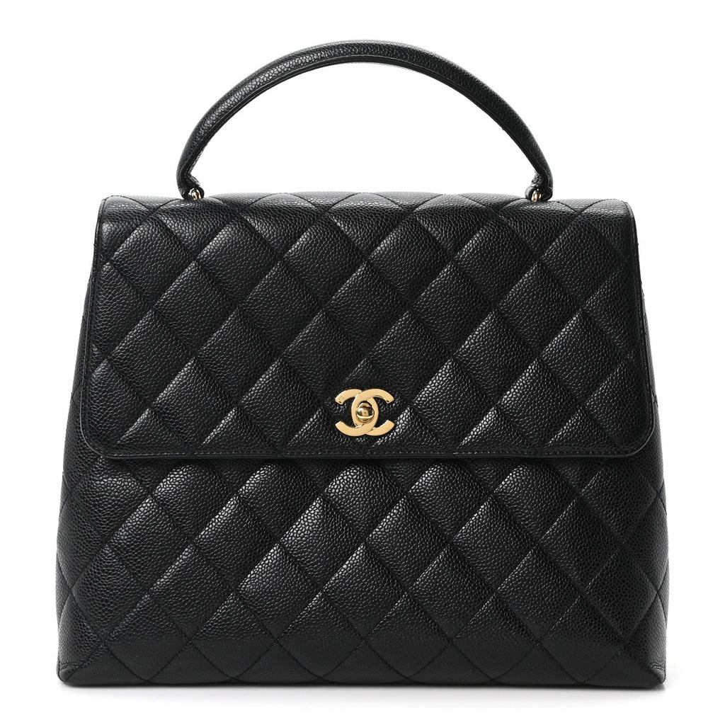 Caviar Quilted Jumbo Kelly Flap Black