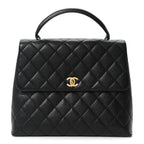 Caviar Quilted Jumbo Kelly Flap Black
