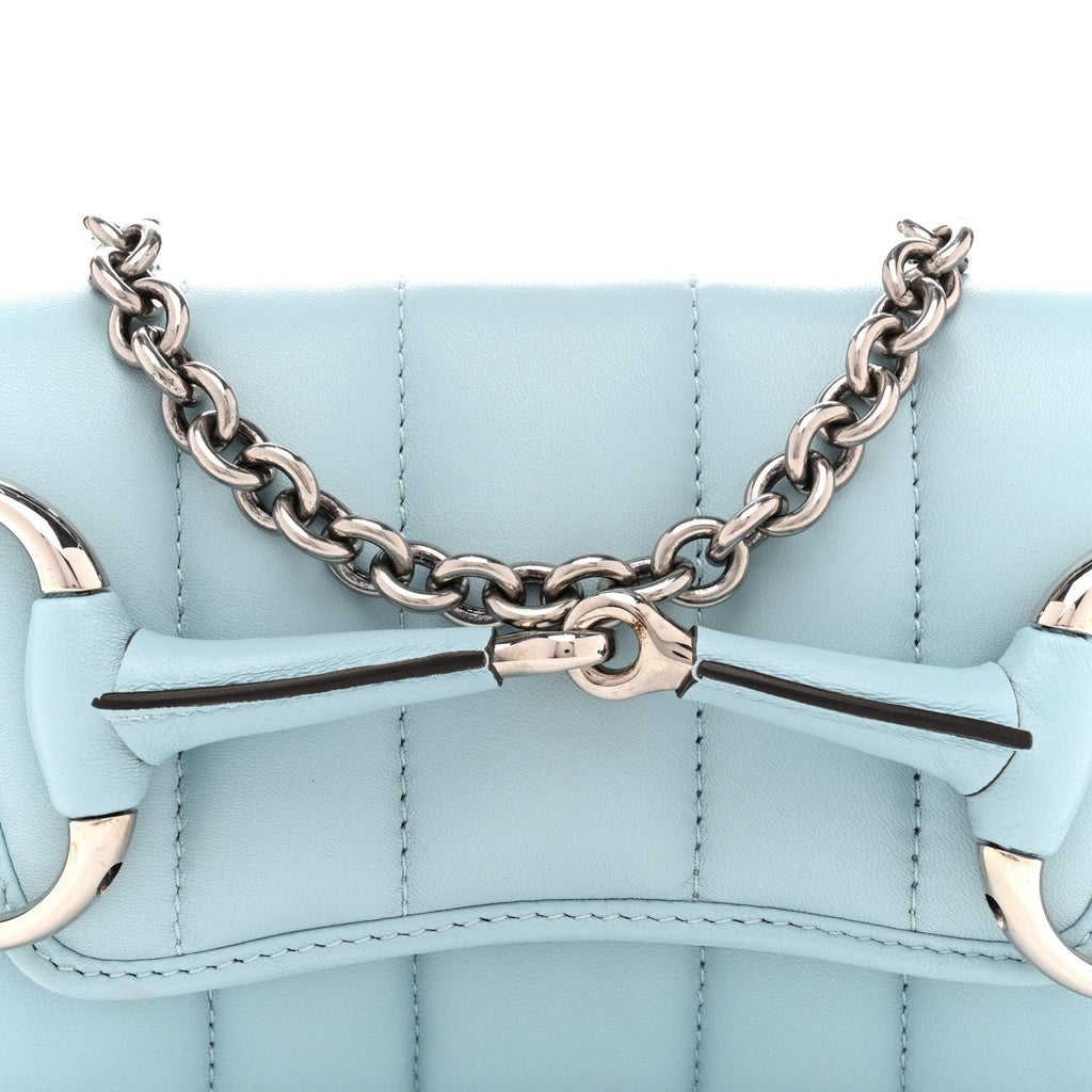 Nappa Vertical Matelasse Small Maxi Horsebit Chain Shoulder Bag Crystal Snow