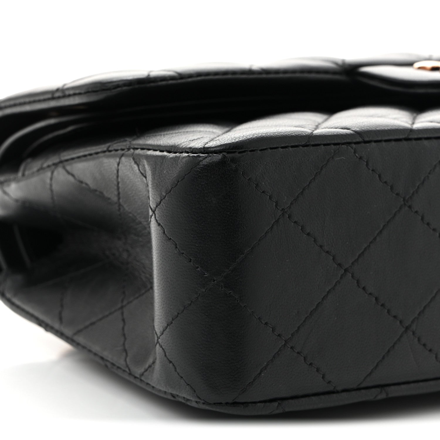Lambskin Quilted Small Double Flap Black