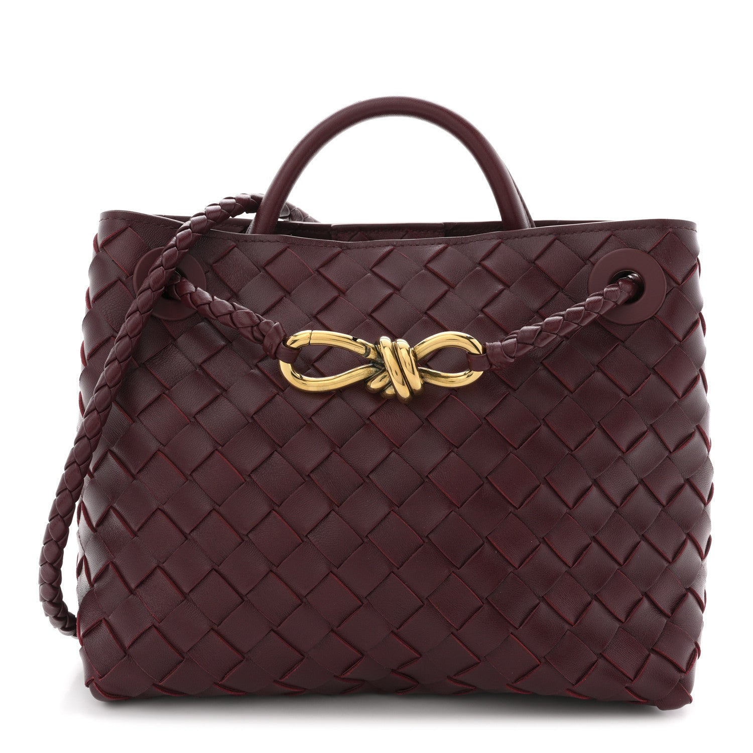 Nappa Intrecciato Small Andiamo Shoulder Bag Barolo