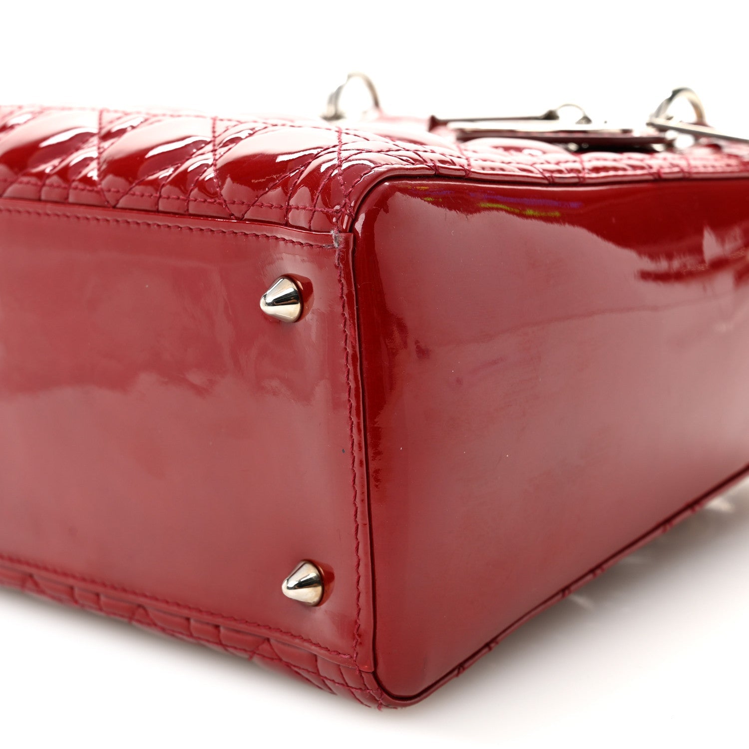 Patent Cannage Medium Lady Dior Red