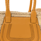 Raffia Small Grain Calfskin Medium Marcie Basket Yellow