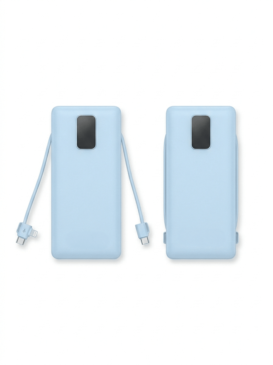 Any Charge 10K: All-in-One 10,000mAh Power Bank with Built-in Cables & Wall Plug