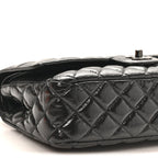 Shiny Crumpled Calfskin Quilted Medium Double Flap So Black