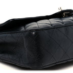 Caviar Quilted Medium Double Flap Black