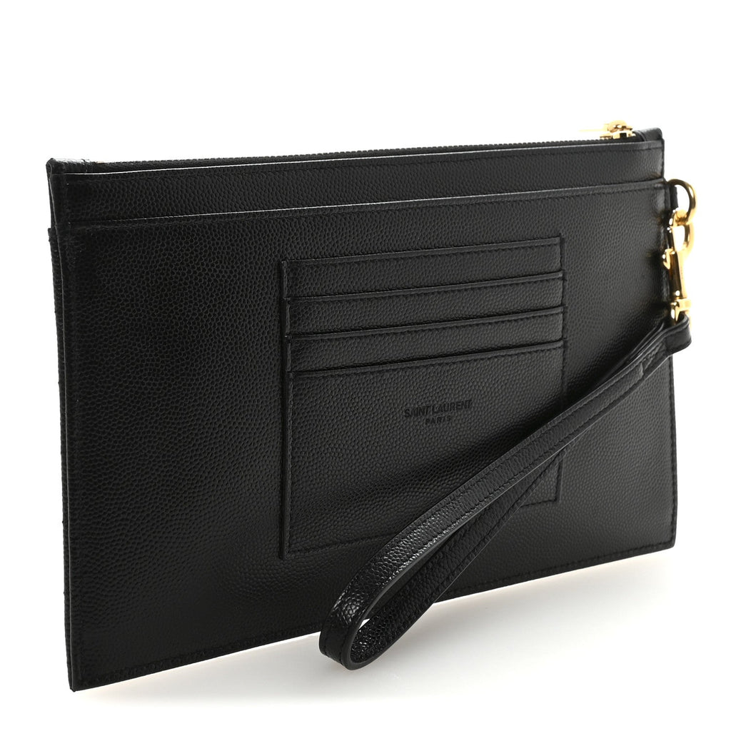 Grain De Poudre Chevron Monogram Large Bill Pouch Black