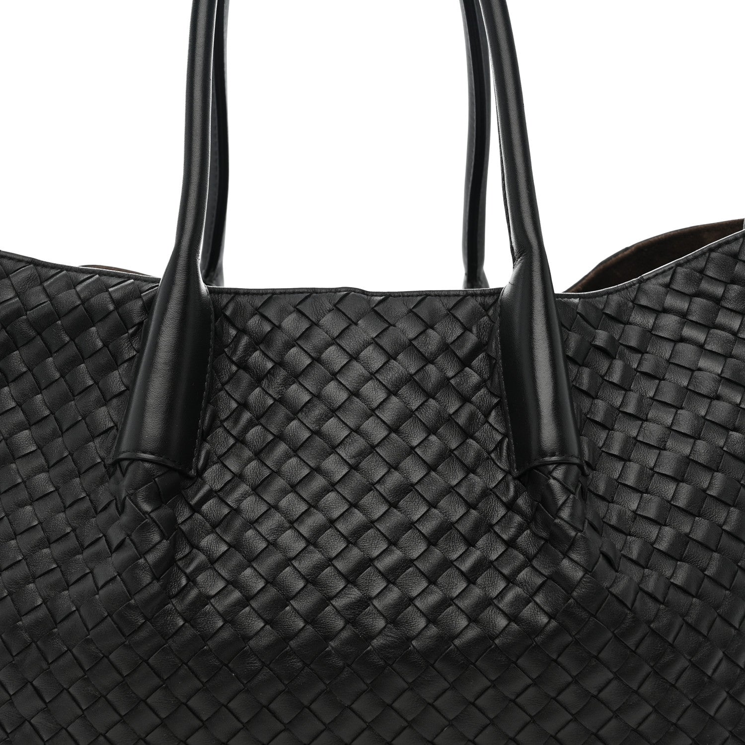 Calfskin Intrecciato Pinacoteca Reversible Tote Black Fondant