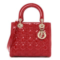 Patent Cannage Medium Lady Dior Red