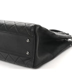 Goatskin Quilted Small Perfect Edge Shopping Tote Black