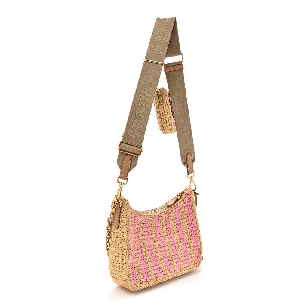 Yarn Raffia Effect Crochet Striped Re-Edition 2005 Shoulder Bag Naturale Petalo