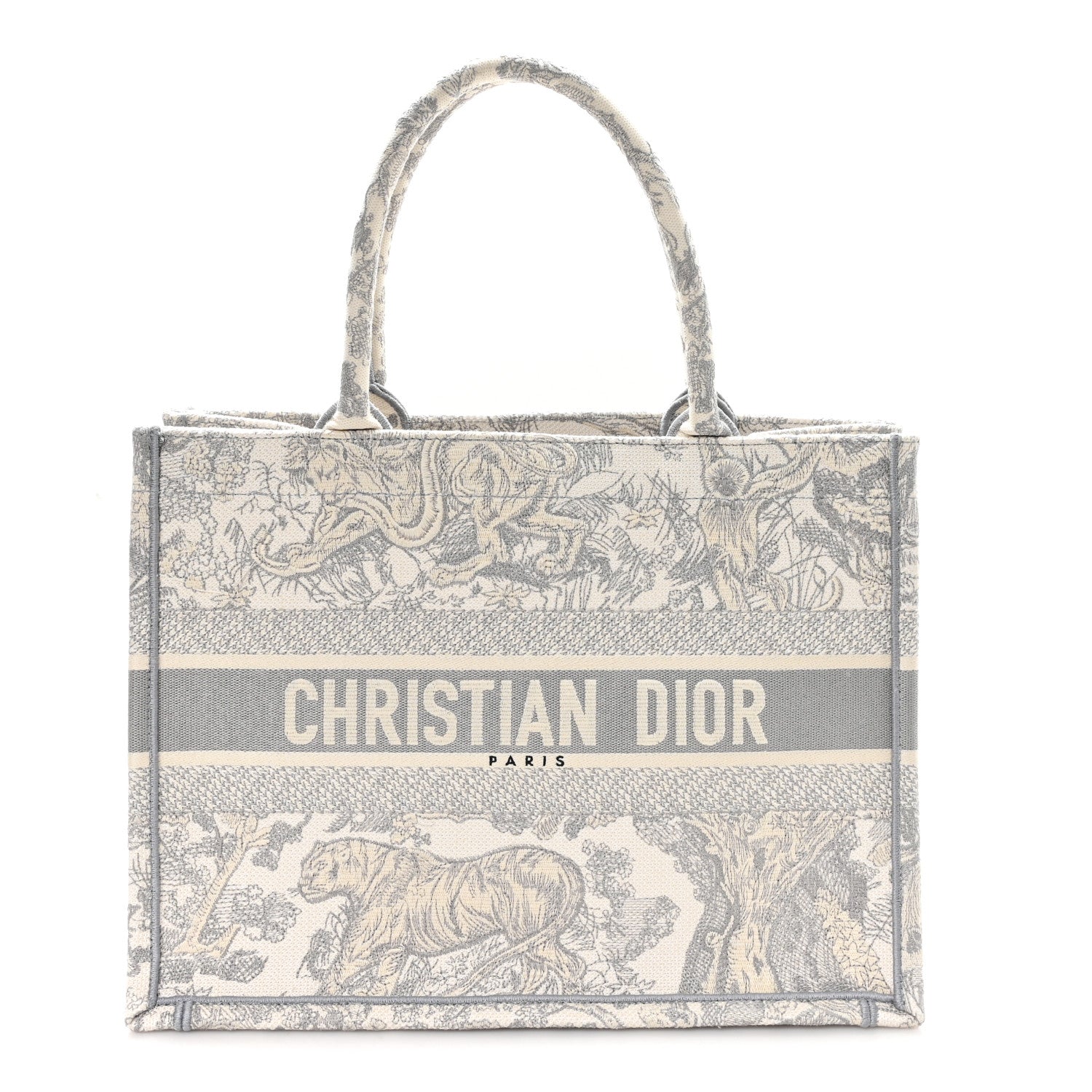 Canvas Embroidered Medium Dioriviera Toile De Jouy Book Tote Gray