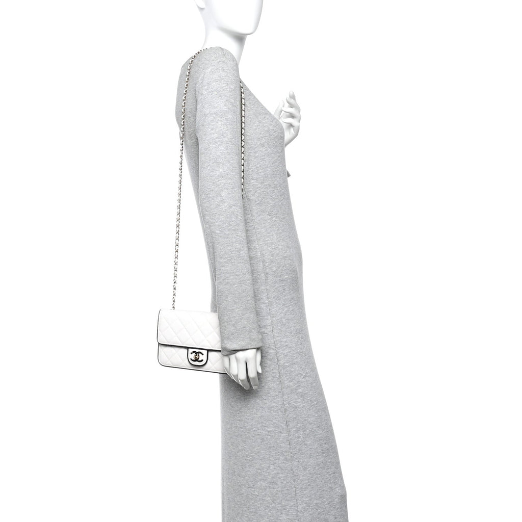 Lambskin Quilted Resin CC Mini Flap Bag White Black
