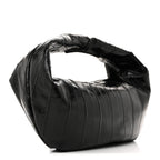 Glossy Calfskin Eelskin Embossed Medium Olivia Hobo Black