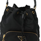 Saffiano Tessuto Nylon Mini Bucket Crossbody Bag Black