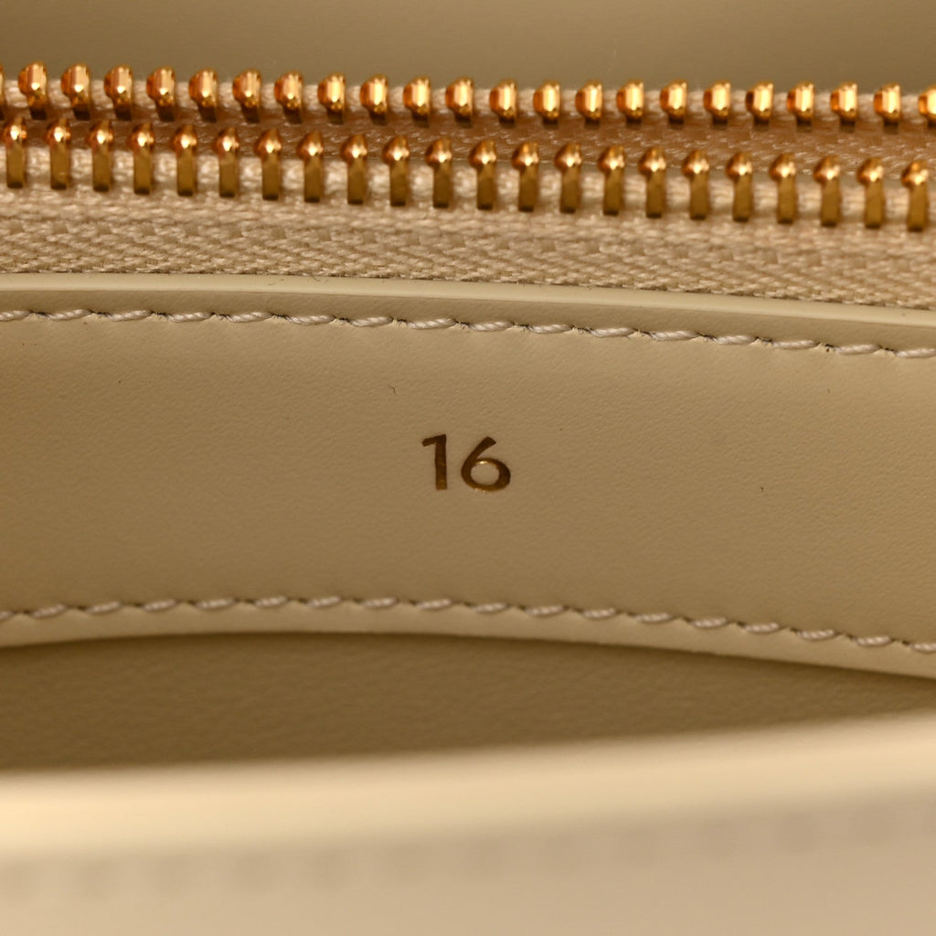 Satinated Calfskin Small 16 Top Handle Bag Beige