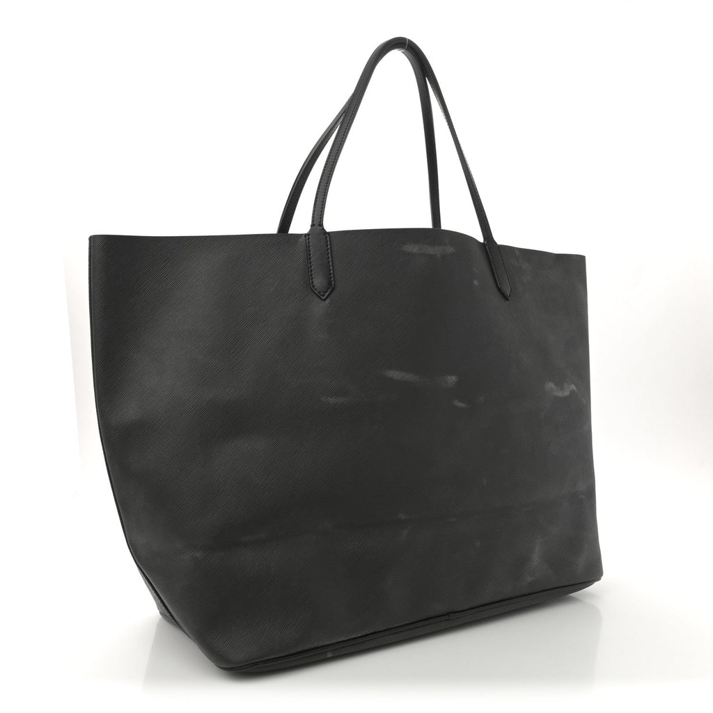 Textured Coated Canvas Bambi Print Large Antigona Tote Black