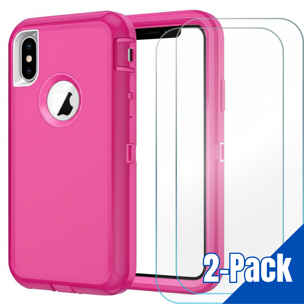 Entronix Bundle Compatible with iPhone XS/X - Heavy Duty Case & 2 Clear Screen Protectors