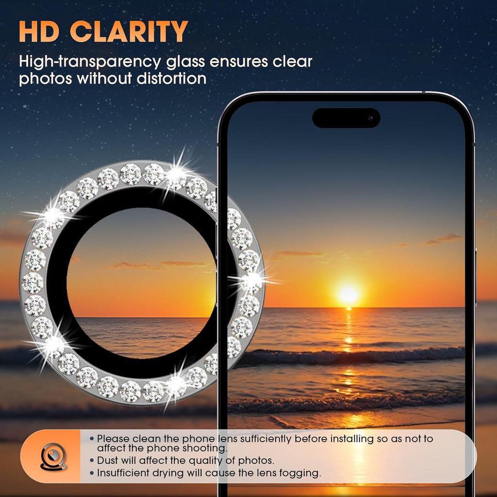 Entronix Camera Lens Protector Compatible with iPhone 17 Pro/17 Pro Max - Luxury Diamond Metal Cover