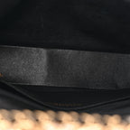 Lambskin Quilted Crystal Chocolate Bar Charm Flap Black