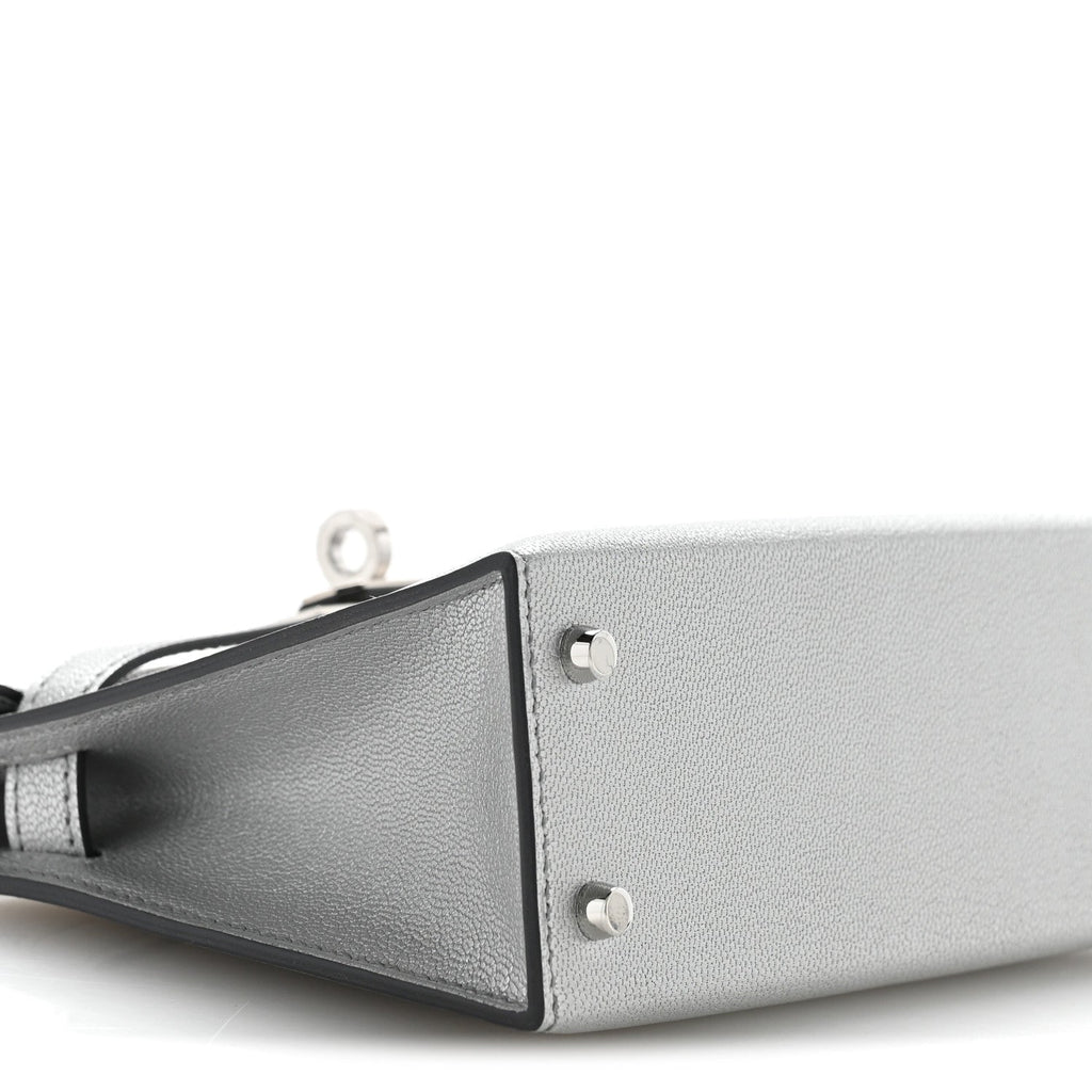 Metallic Chevre Chamkilight Mini Kelly Sellier 20 Argent