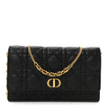 Supple Calfskin Caro Pouch with Chain Black