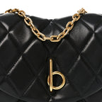 Lambskin Quilted Rocking Horse Shoulder Bag Black