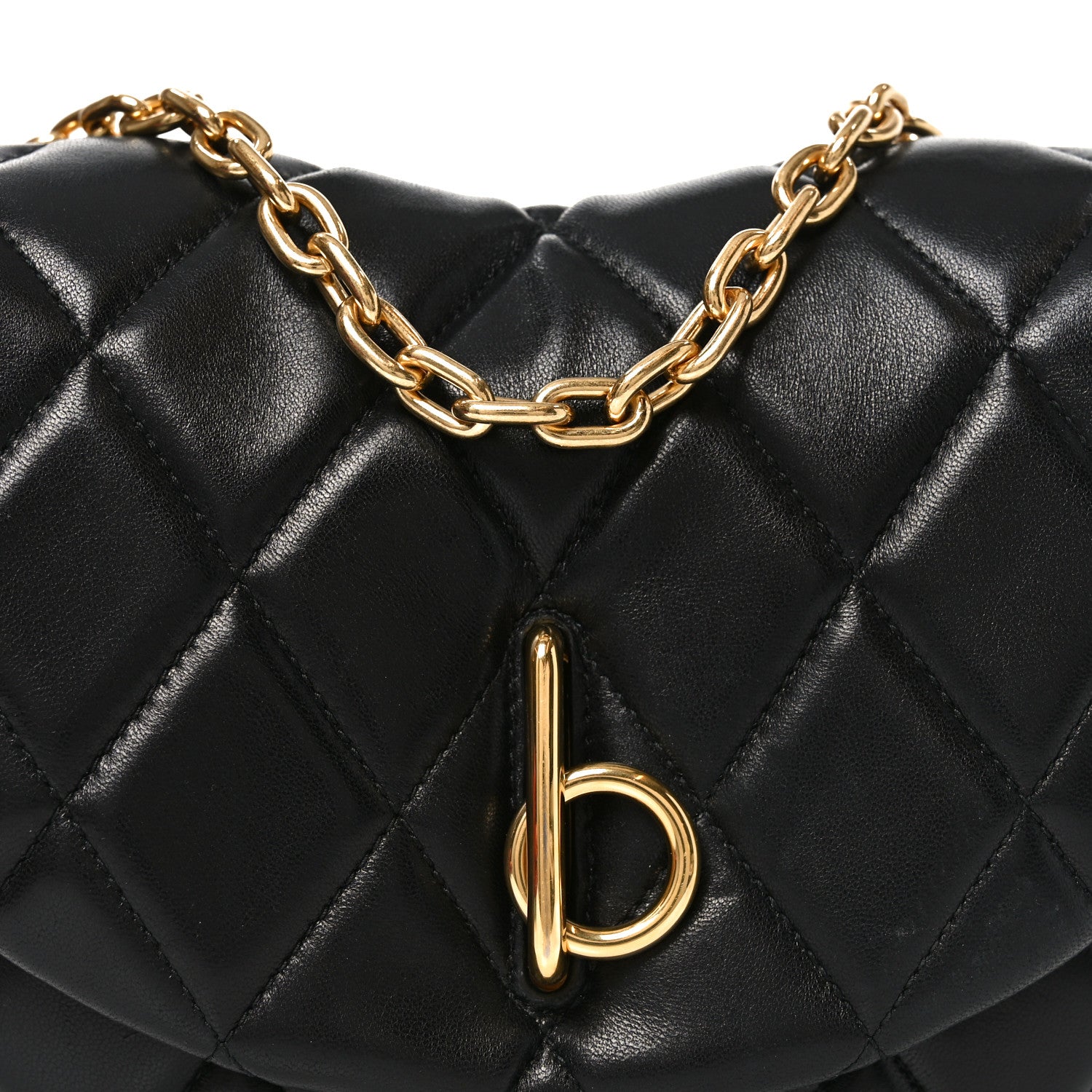 Lambskin Quilted Rocking Horse Shoulder Bag Black