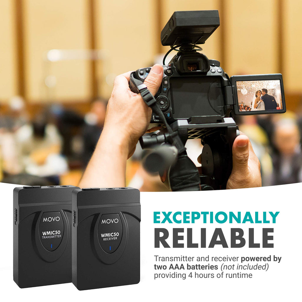 Movo WMIC50 2.4GHz Wireless Lavalier Microphone System for Cameras